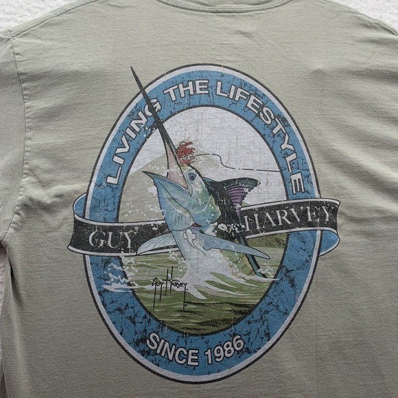 Guy Harvey T-Shirt Mens Large L‎ Marlin Weathered Graphic Fishing Southern Dad - Picture 4 of 12